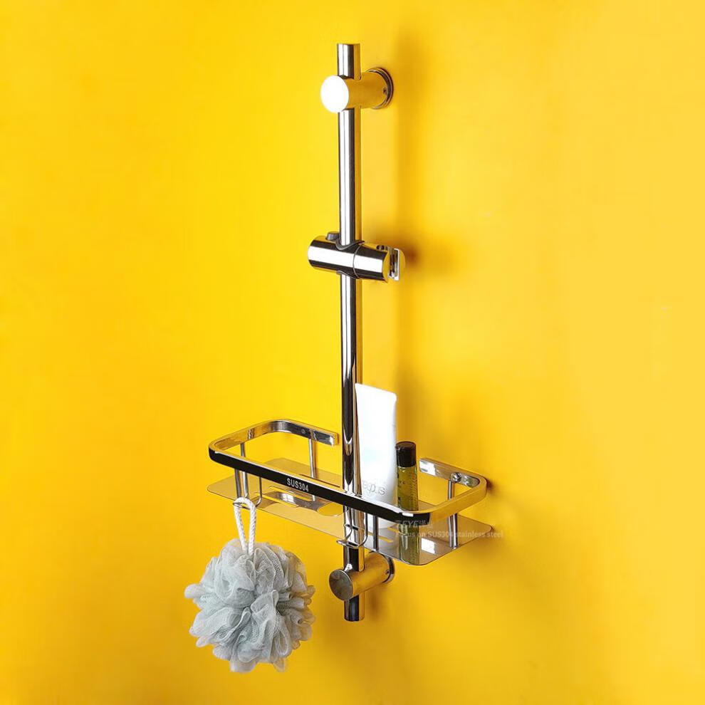 花洒支架304不锈钢花洒支架 伸缩杆浴室可调节升降杆洗澡置物架淋浴器