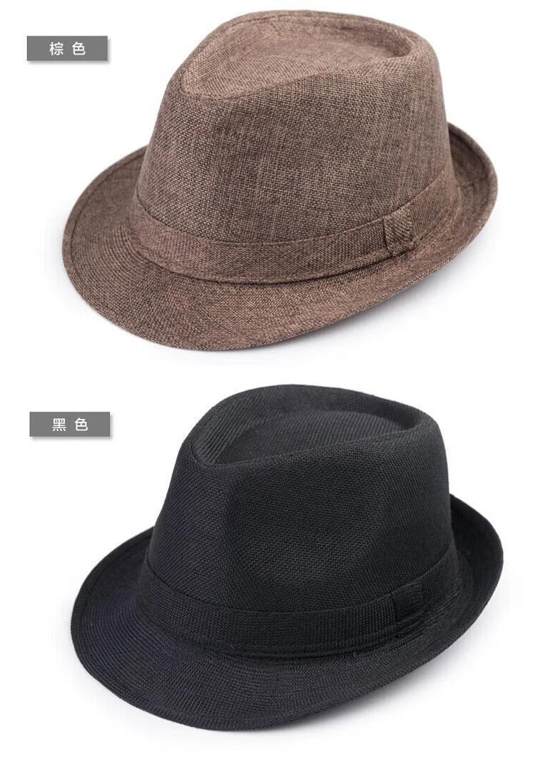 礼帽男春秋季中年男礼帽男士春夏天帽子中老年老人男礼帽大沿亚麻灰色