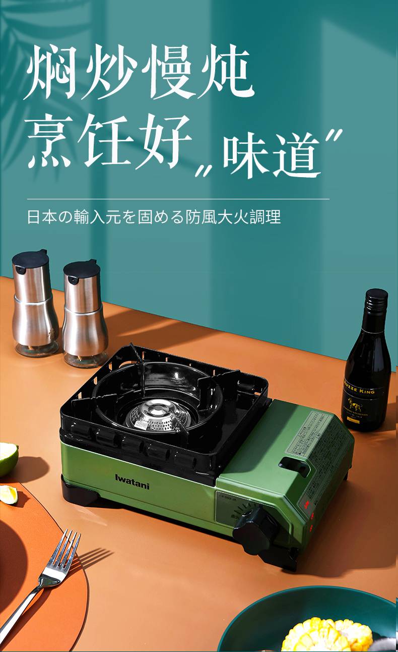岩谷卡式炉便携户外防风瓦斯炉野营燃气灶煤气卡磁炉进口炉带箱27cm烤