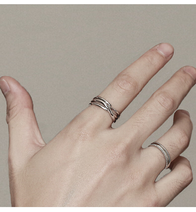 旗舰京品特价捡漏男士单身戒指925银戒指男潮个性ins韩版开口单身戒