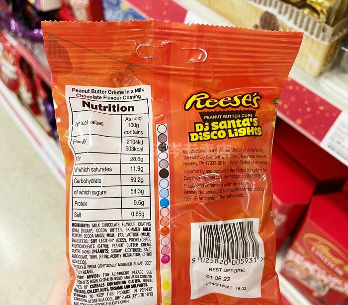 巧克力英国reeses圣诞节迷你花生酱夹心牛奶巧克力杯72g