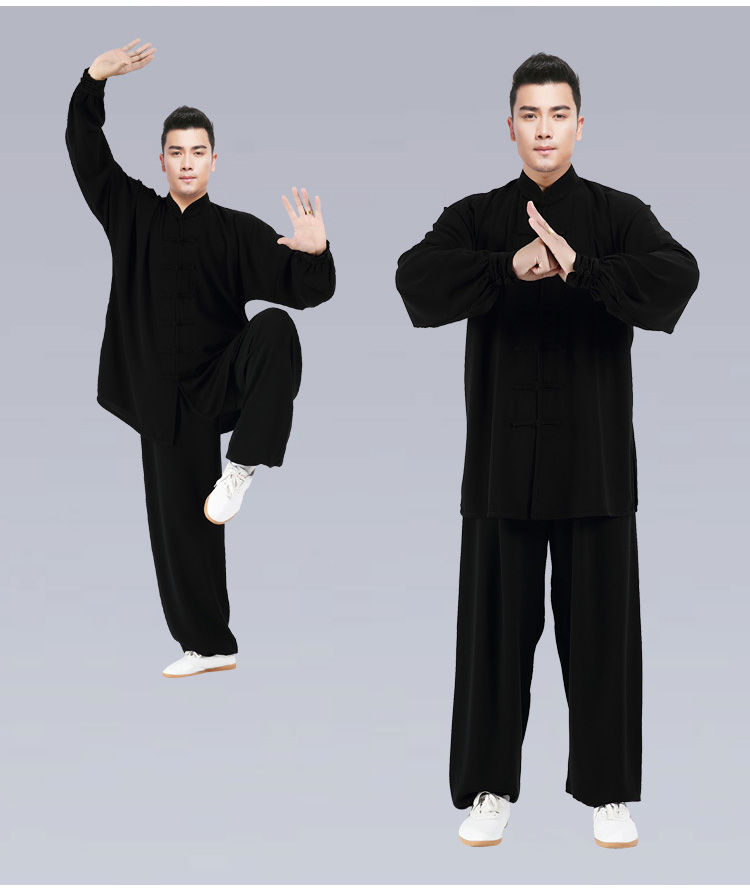 武极堂棉麻太极服男女长袖星光麻武术服练功服春秋款表演服细棉麻拳服