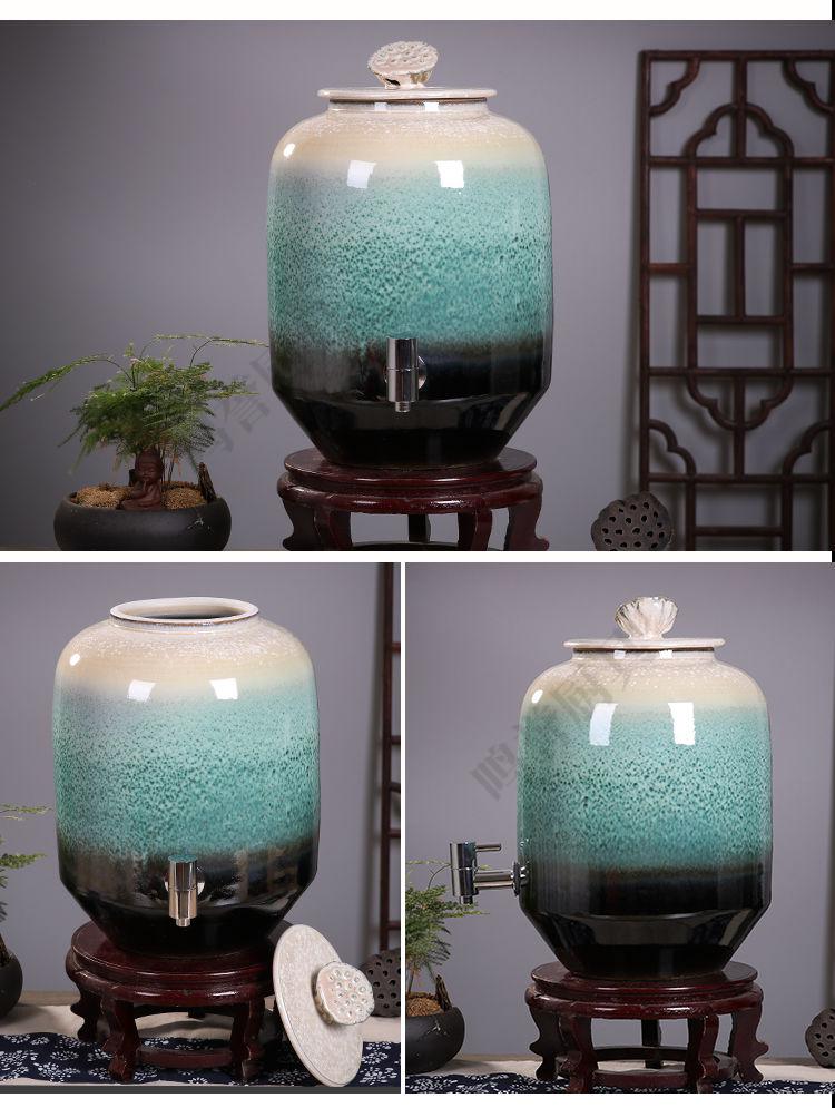 鸣誉陶瓷水缸家用带龙头储水罐大号厨房饮水机泡茶抽水净水过滤装水桶