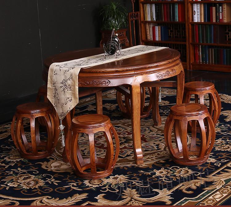 愧魅八仙桌全实木中式圆桌木餐桌椅组合八仙桌椅子南榆木吃饭店餐厅桌