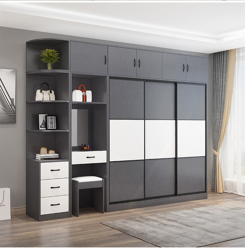 卡罗阁2021新款衣柜家用卧室现代简约经济型推拉门实木大衣柜包安装