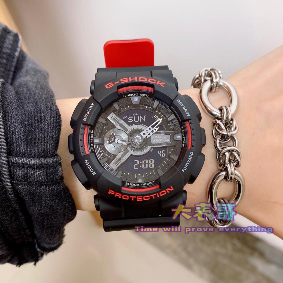 卡西欧日韩表小方块男女情侣手表男 g-shock电子表黑武士 ga-110-1b