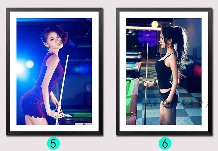 台球厅室装饰画桌球室墙壁挂画斯诺克台球美女大性感海报 14号 34*43