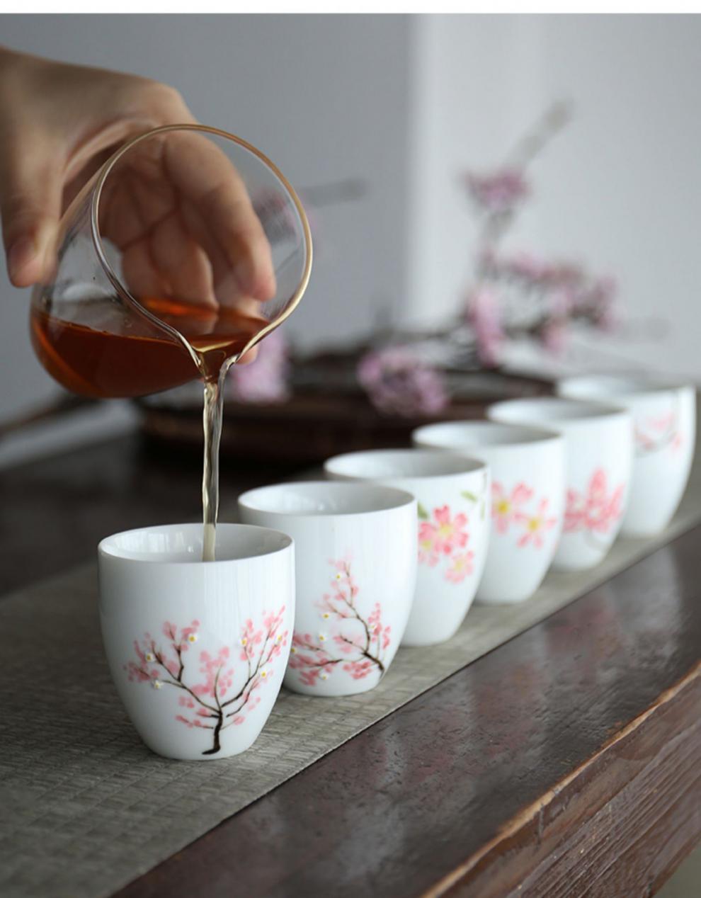 日式桃花粮小酒杯古风陶瓷果酒杯子ins少女套装创意白酒杯2两三两沉香