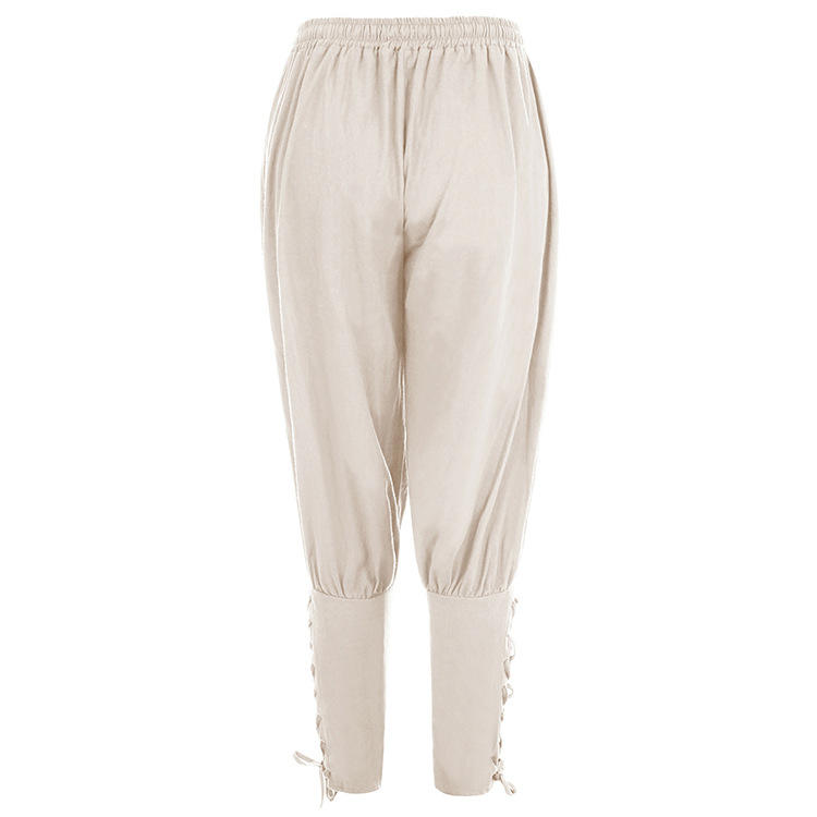 复古马裤欧洲小脚绑带宽松休闲裤长裤中世纪复古马裤靴裤棉麻男女款