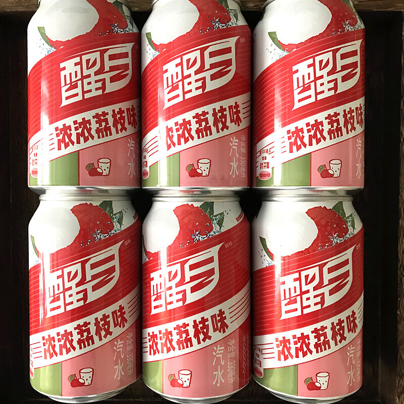 醒目醒目荔枝味汽水330ml听装碳酸饮料易拉罐饮品 24罐【图片 价格