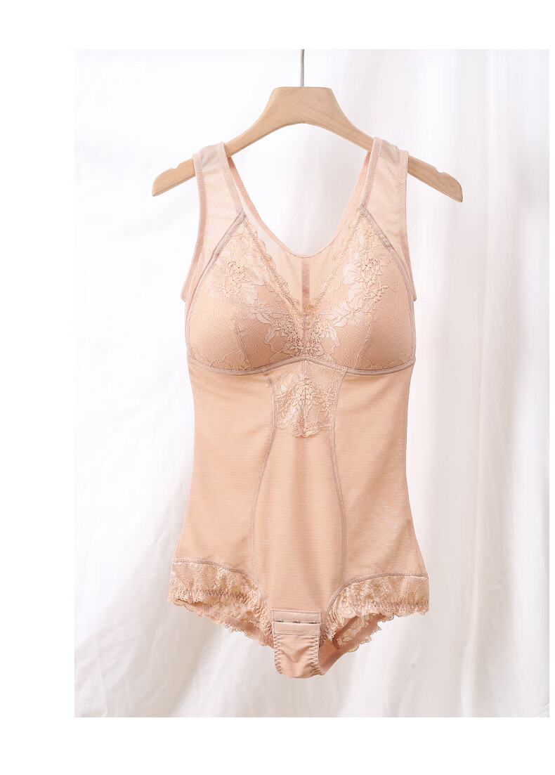 特价浪莎品牌高档加大加肥超薄带文胸的连体塑身衣女美体修身收腹夏季