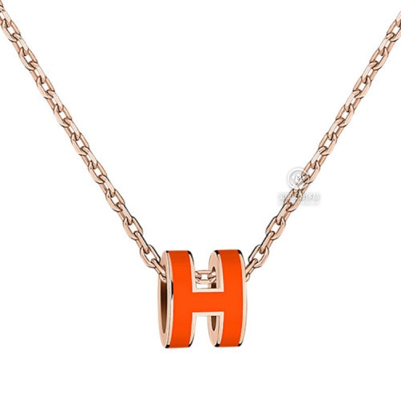 【全新正品】hermes爱马仕h项链迷你款女士项链mini h珐琅椭圆吊坠