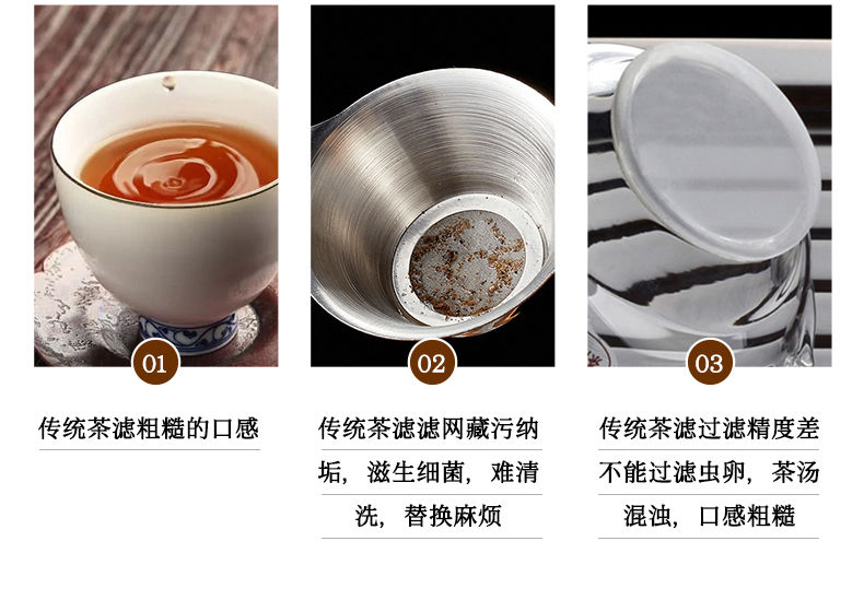 茶漏茶滤网过滤可换滤网茶水分离茶叶具滤茶器高硼硅玻璃茶滤12滤片有
