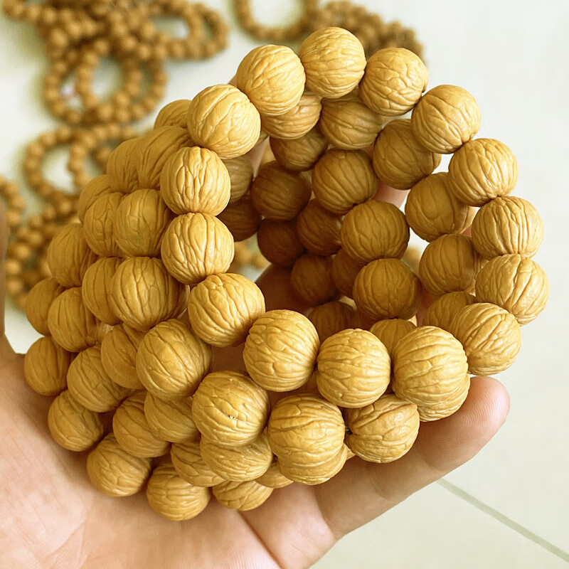 云款猴头水晶核原桩核桃手串 金丝猴头浅纹小猴头老树籽老.品牌凤祥.