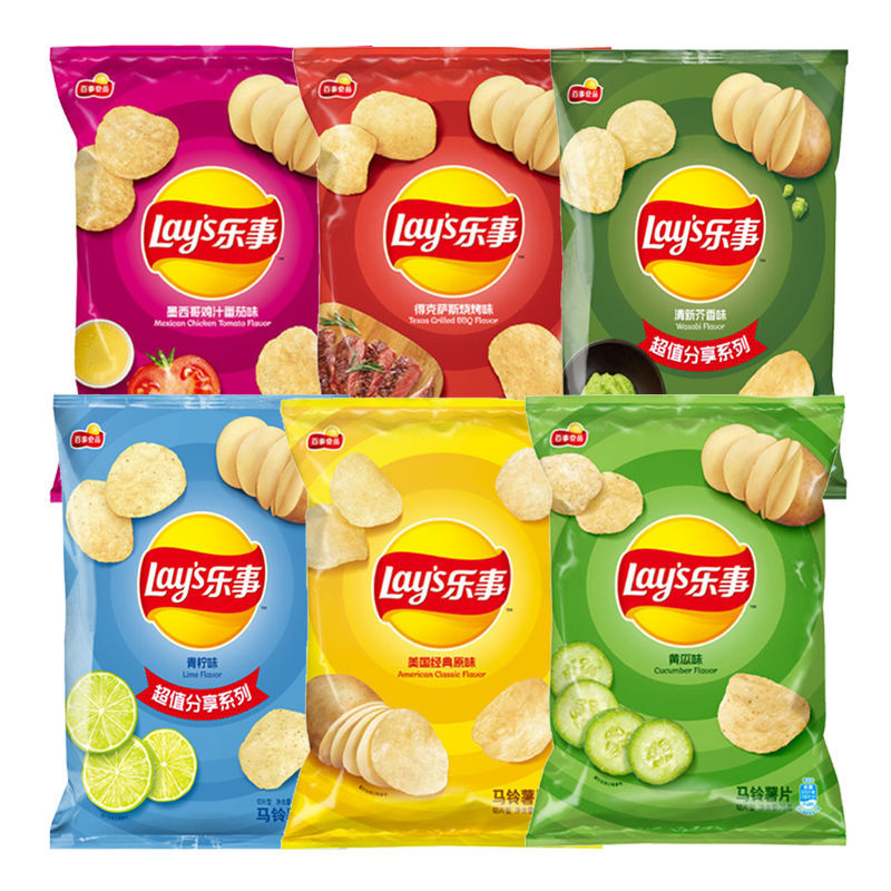 乐事薯片75g*4/6大袋装膨化零食小吃休闲食品礼包一整箱吃的批发 番茄