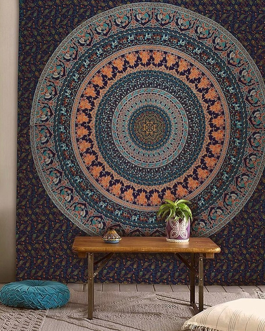 澜布坊粉色曼陀罗挂毯印度壁挂装饰民族风家居波西米亚挂布墙毯21150x