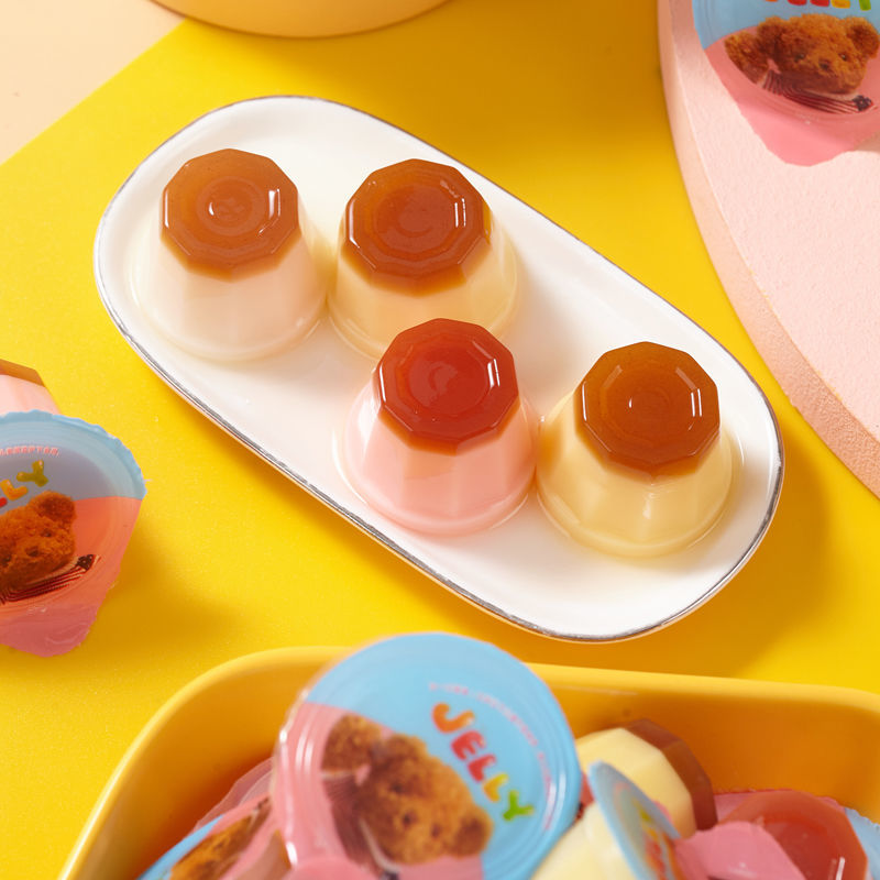 台式果冻布丁8杯口味果味果冻水果冻盒装小果冻多口味零食小熊装白桃