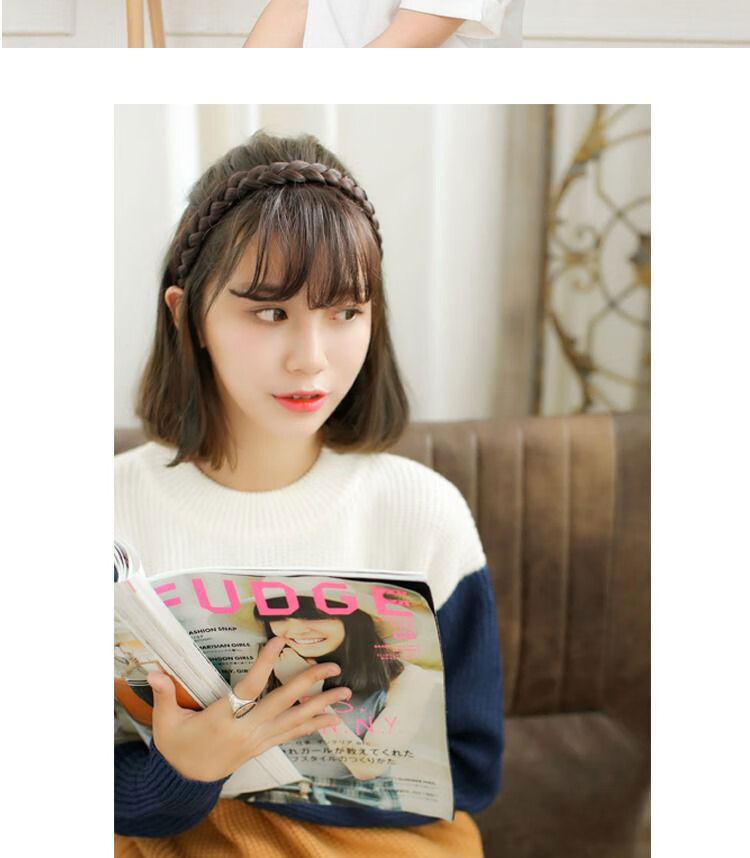 京选齐刘海带发箍假发假发发箍刘海空气刘海韩版带发箍齐刘海发饰辫子