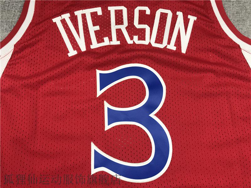 费城76人队3号艾弗森球衣10周年恩比德西蒙斯复古网眼刺绣艾弗森3号