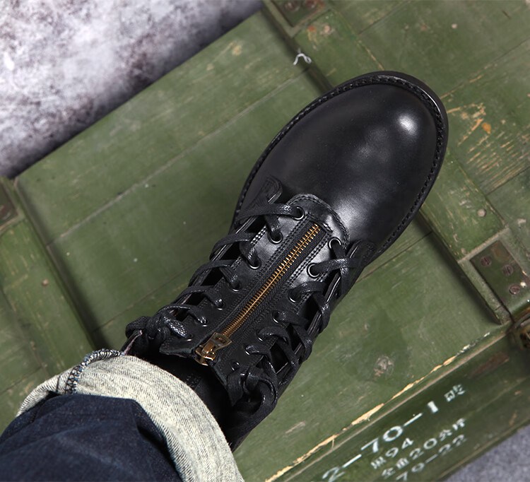 3516厂冬羊毛78式飞行靴皮拉链飞行员棉皮靴加绒保暖高帮毛皮鞋品质