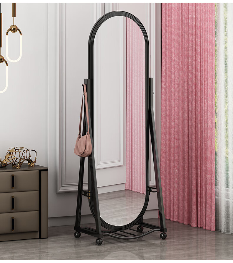 镜子半身镜穿衣镜家用落地镜旋转衣柜镜可移动女生卧室化妆镜立体试衣