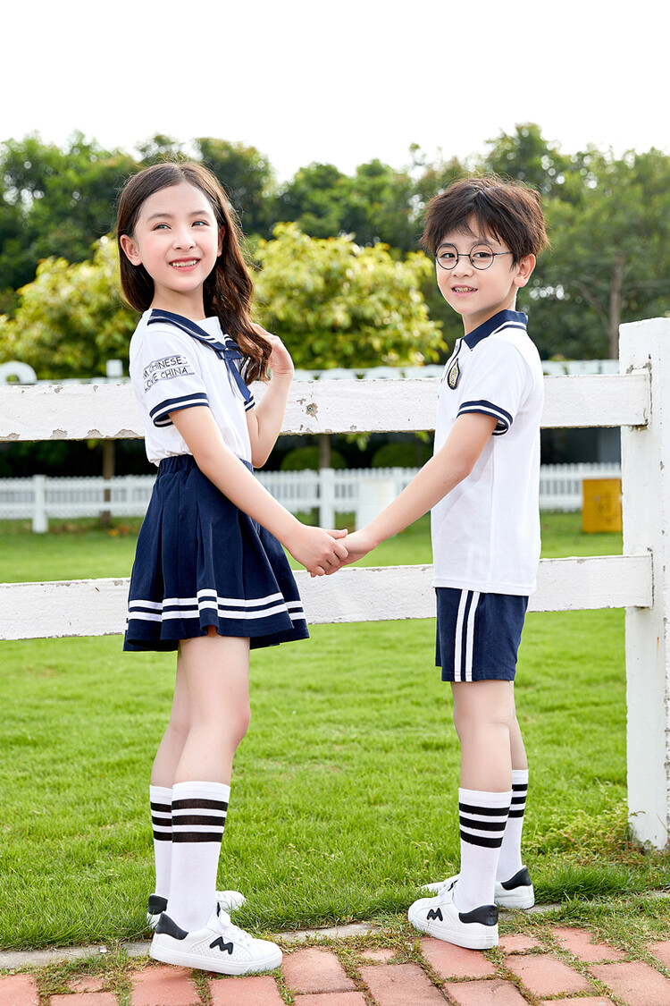 迪士尼童装同款幼儿园园服夏装小学生校服儿童夏季班服学院风短袖套装