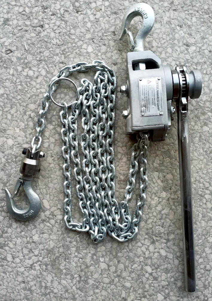 精品铝合金手扳手动牵引链条葫芦便携式拉紧线器电力施工工具2吨15米