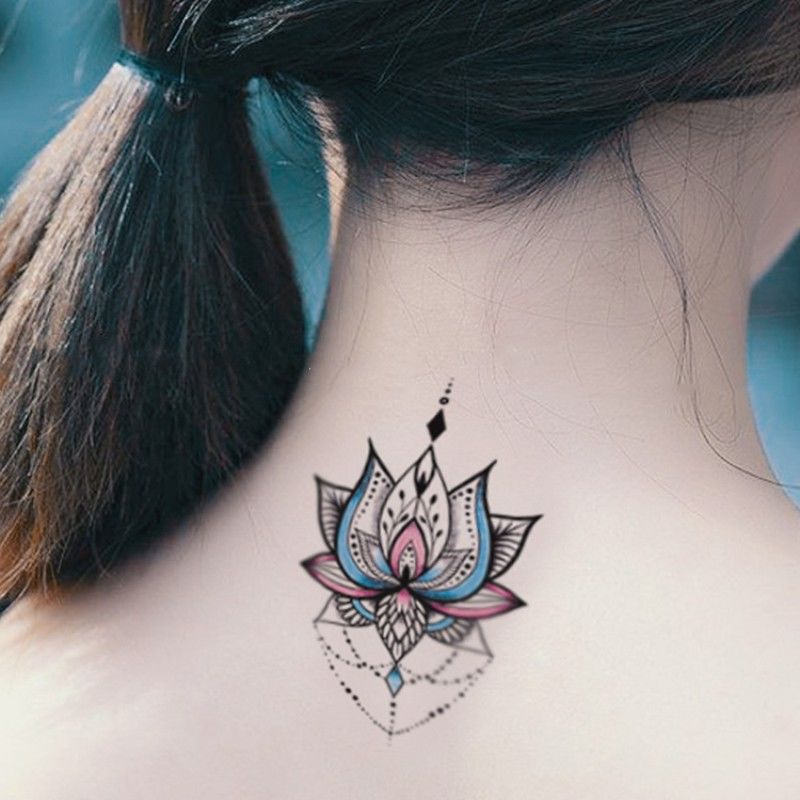 纹身贴 洗不掉原创纹身贴梵境莲花图腾瑜伽梵花曼陀罗脚踝防水女 5张