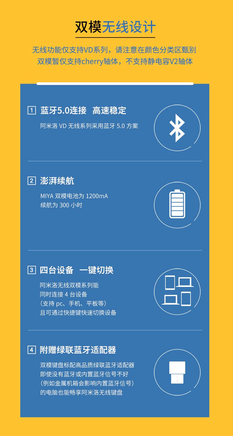 花圣阿米洛耀星新品蓝牙有线机械键盘68键静电容轴带灯樱桃cherry轴