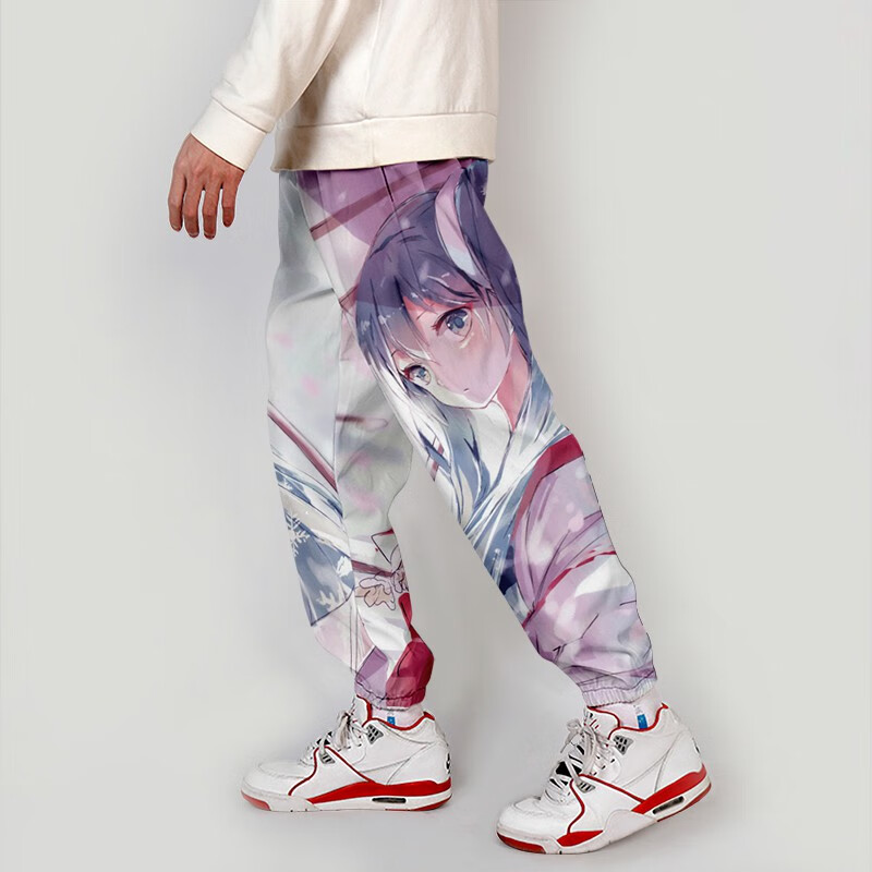 裤子男动漫二次休闲裤运动九分裤小脚裤宽松大码v06169初音未来2xs