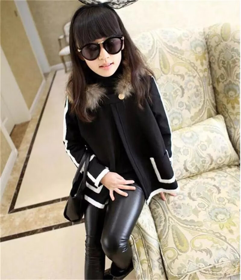 秋冬装皮宝宝修身百搭弹力裤子儿童加绒加厚外穿打底裤 加绒皮裤黑色