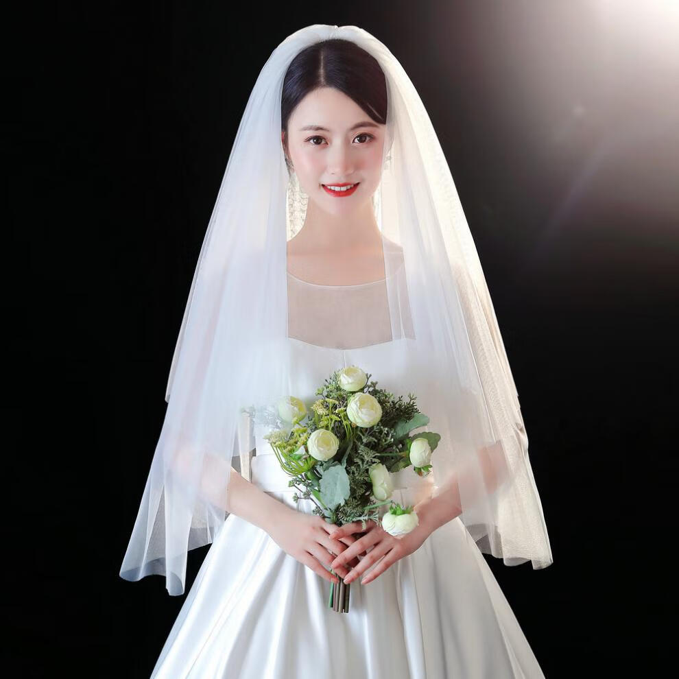 小米星求婚头纱轻纱头纱头饰超仙森系唯美网红拍照道具领证抖音同款