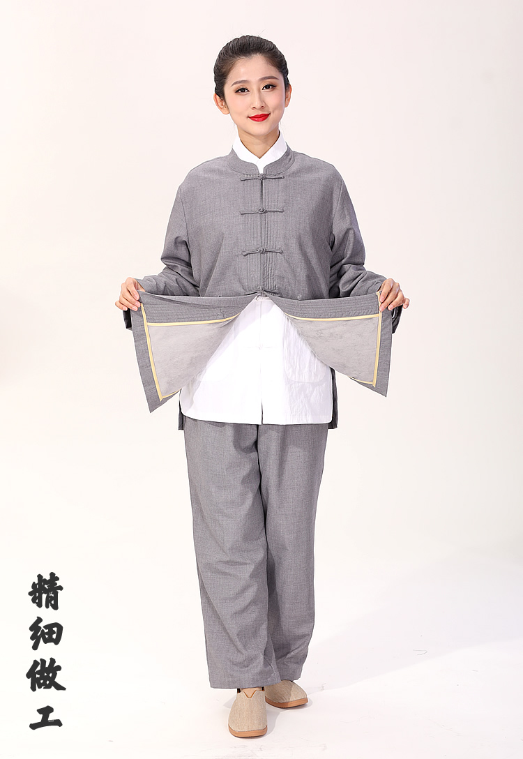 僧服冬装秋冬季加厚海青居士服加绒保暖禅修服男女同款禅意佛衣系套装