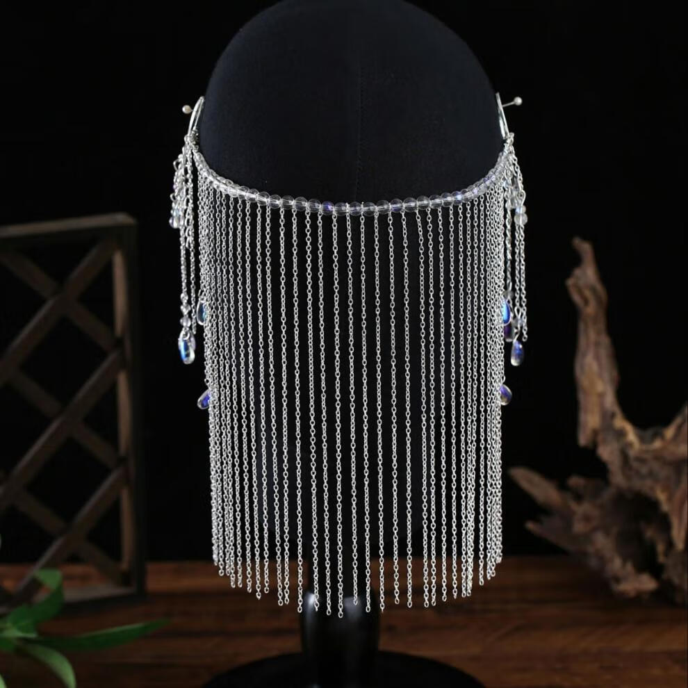 喜圣多新品面纱女古代汉服配饰古风发饰汉服面纱女生耳挂流苏面帘古代