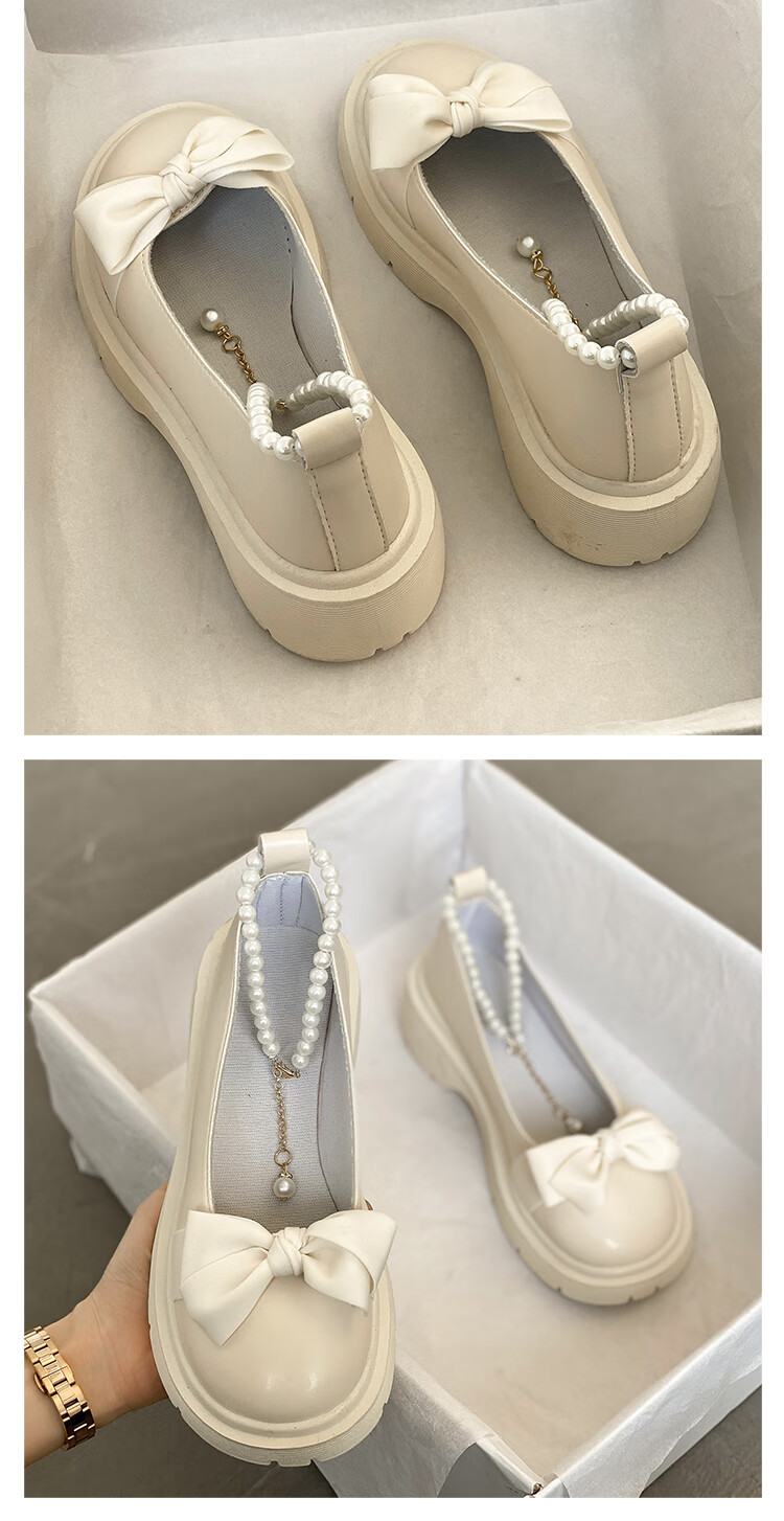 猪腰子鞋女夏 白色玛丽珍鞋季珍珠鞋子单鞋款鞋猪腰子仙配裙子小皮鞋