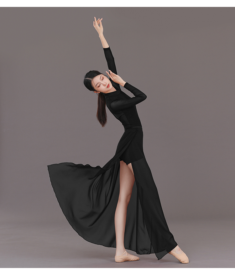 古典舞舞蹈服旗袍中国风弹力中国蹈民族风半身长裙身韵高腰开叉显瘦
