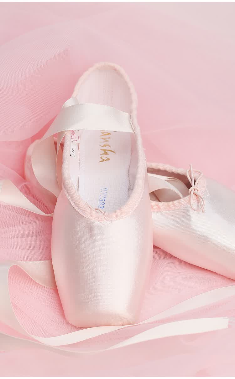 芭蕾舞鞋足尖鞋芭蕾舞鞋绑带复古甜美足尖鞋绑带儿童女芭蕾练功鞋帆布