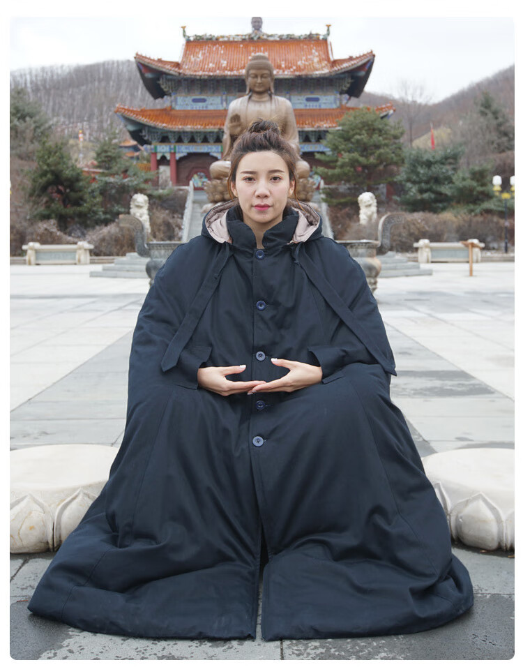 出家人和尚的衣服打坐披风斗篷加绒加厚冬季棉花长款禅修观音僧服居士
