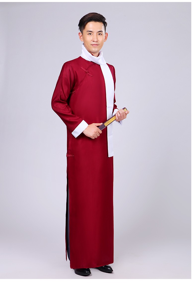 相声服装大褂快板服民国服装长衫五四青年学生装男士长袍马褂教书蓝色