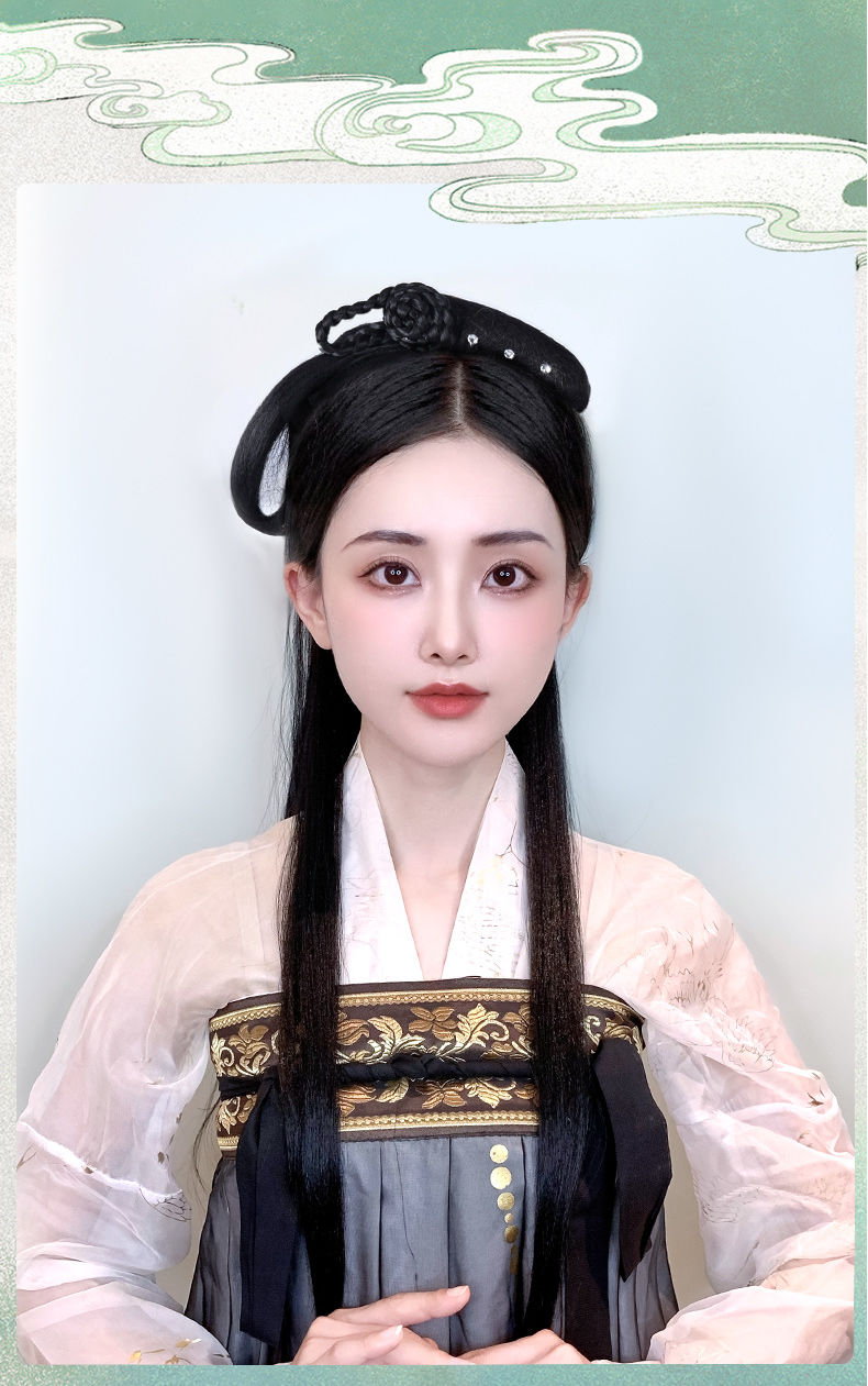 艾妃假发片汉服古装假发一体式懒人发箍新手古装造型古风发包发髻手残