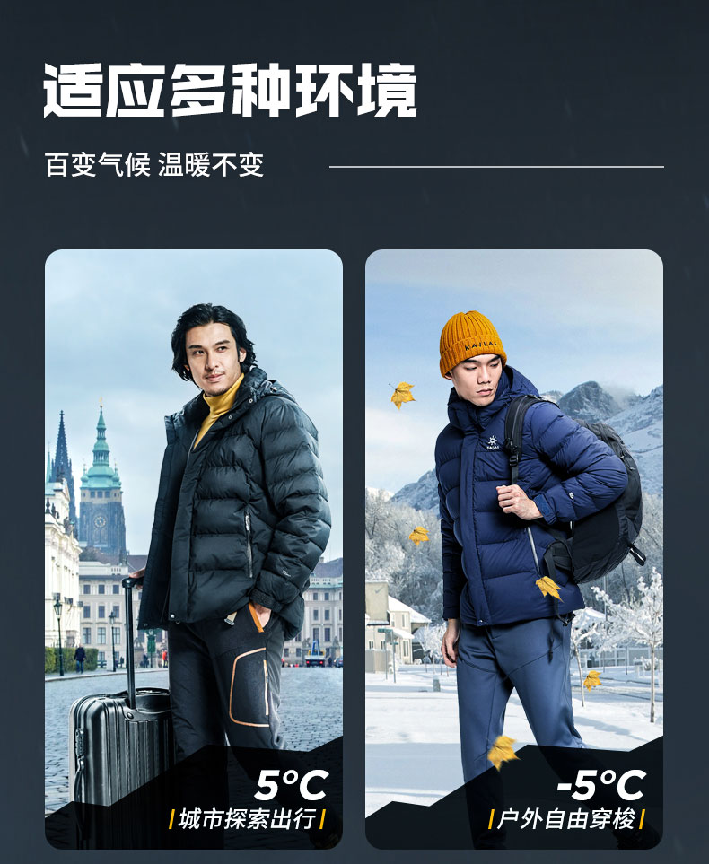 服男新款户外800蓬保暖大鹅绒登山服冬季防风外套kg310228男kailas黑s