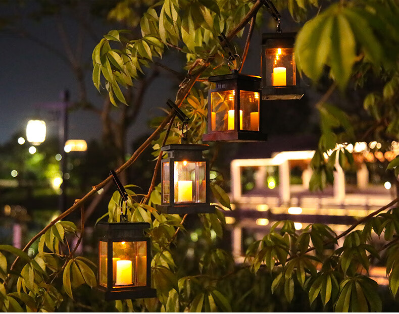 太阳能灯室外家用装饰水户外别墅庭院吊灯花园景观星星蜡烛灯太阳能