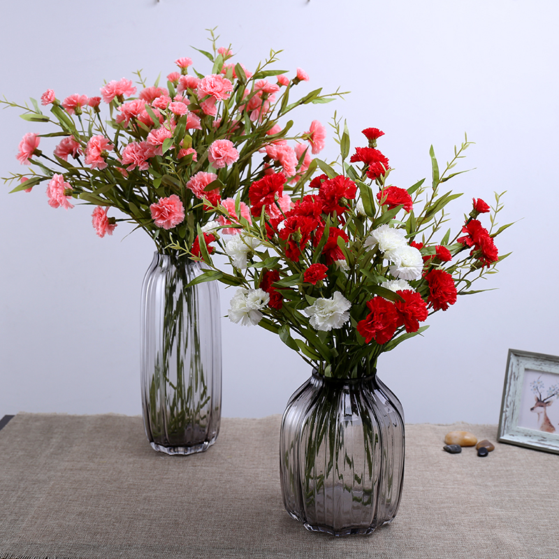 精品绿植康乃馨仿真花假花绢花客厅餐桌摆放装饰插花花艺母亲节礼物