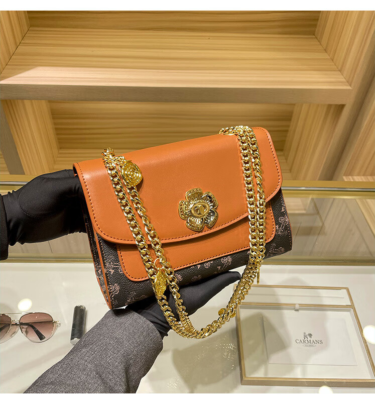 香港mk品牌代购22新款潮山茶花女包真皮链条单肩包斜挎手提送女友礼物