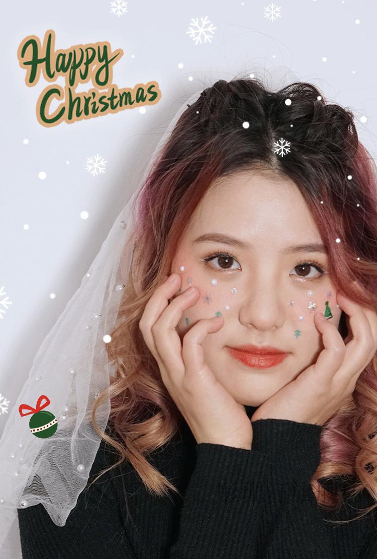 2021新款圣诞节贴纸贴脸的 雪花妆亮片脸部装饰贴片精灵眼妆贴雪花片