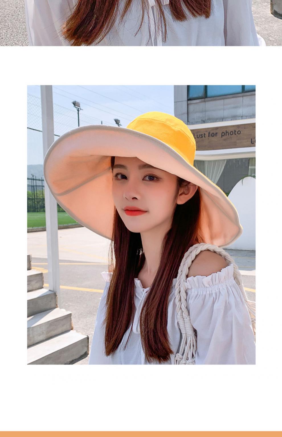 大头围女帽可爱头大脸大的帽子女生双面渔夫6062cm夏季遮阳大帽檐太阳