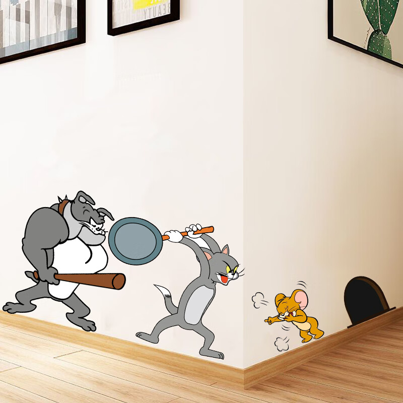 猫和老鼠墙贴猫和老鼠3d立体墙贴画卧室儿童房间布置创意客厅墙壁装饰