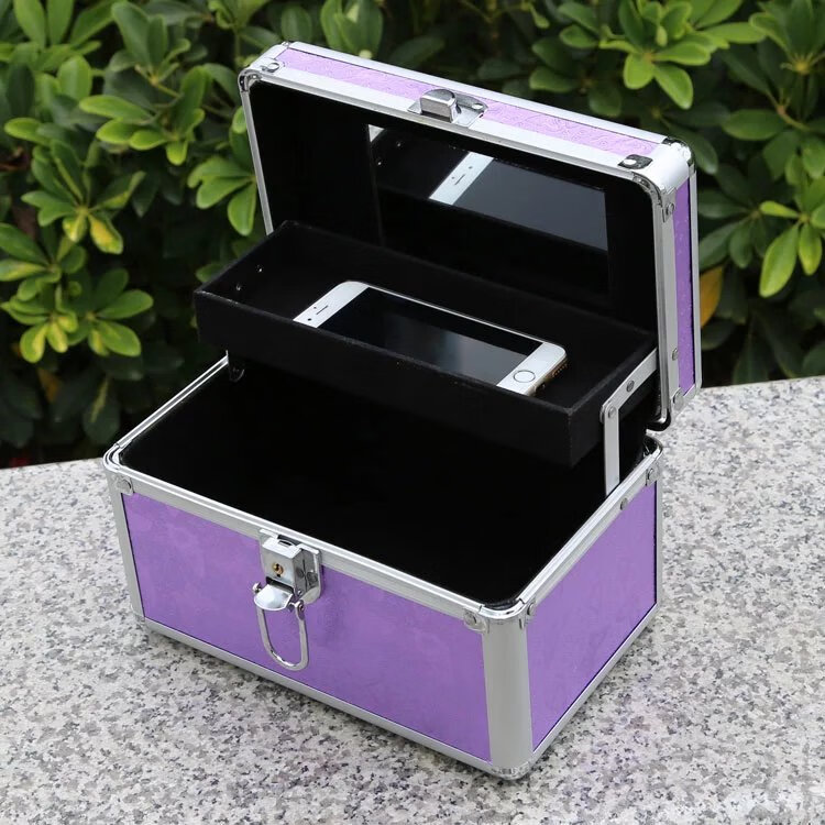 足浴技师工具箱 铝合金箱子收纳箱化妆箱美甲足疗桑拿工具箱 直角黑色