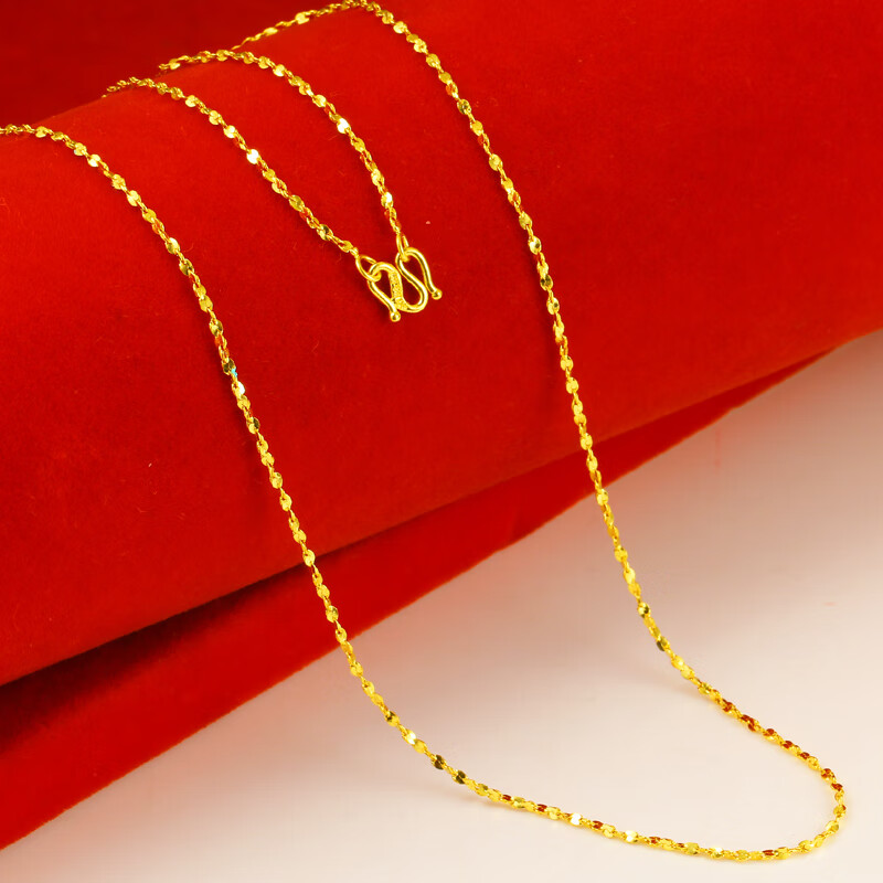 老凤凰黄金项链9999足金满天星素金链子金首饰结实细小百搭锁骨链年轻