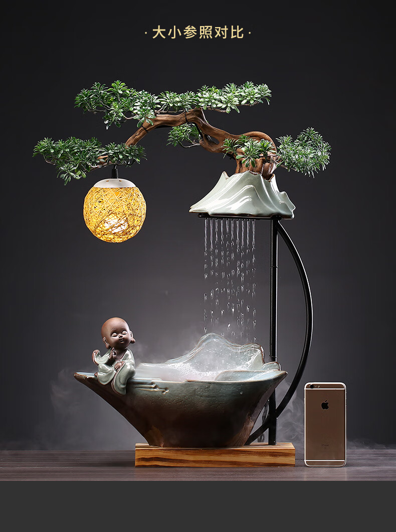 vakada轻奢品牌轻奢流水摆件创意客厅循环水生财玄关装饰禅意景观装饰